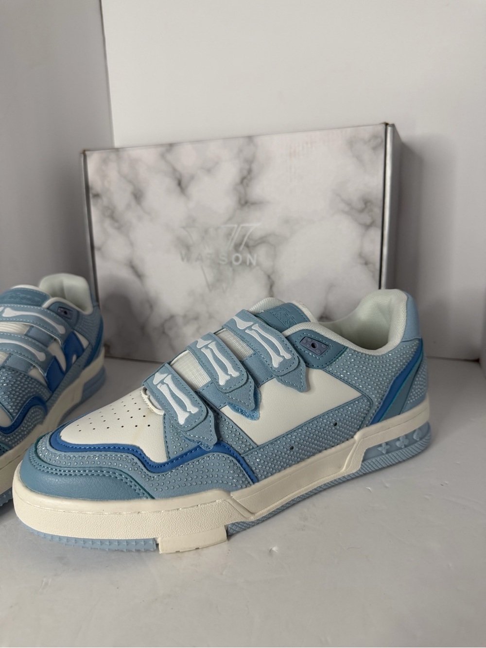 Watson Court Classic Blue White Velcro Strap Sneakers Men’s 10.5 NIB